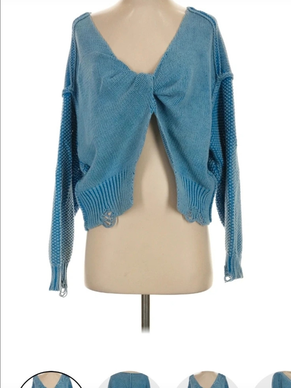 Wildfox Sky Blue Twisted Front V-Neck Open Knit Cardigan